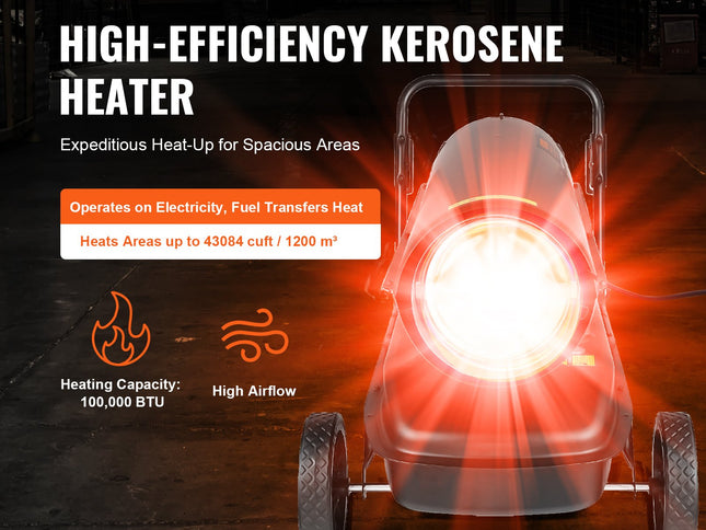 100000Btu Kerosene/Diesel Forced Air Torpedo Space Heater with Thermostat