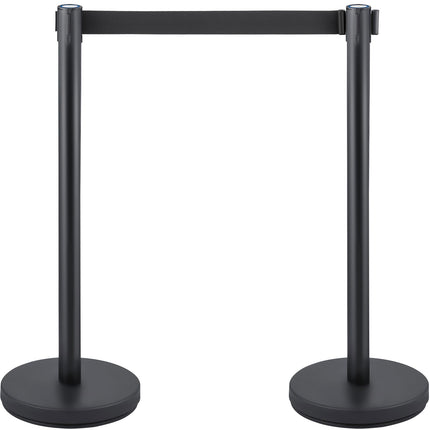 Crowd Control Stanchion, Set of 6 Pieces Stanchion Set, Stanchion Set with 6.6 ft/2 m Black Retractable Belt, Black Crowd Control Barrier with Concrete and Metal Base – Easy Connect Assembly