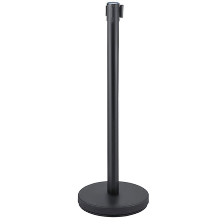 Crowd Control Stanchion, Set of 6 Pieces Stanchion Set, Stanchion Set with 6.6 ft/2 m Black Retractable Belt, Black Crowd Control Barrier with Concrete and Metal Base – Easy Connect Assembly