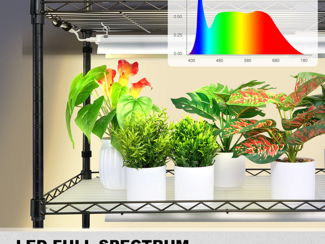 VEVOR Plant Stand with Grow Lights 4 Tiers 180W 150 cm Tall Plant Grow Shelf