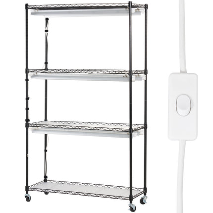 VEVOR Plant Stand with Grow Lights 4 Tiers 180W 150 cm Tall Plant Grow Shelf