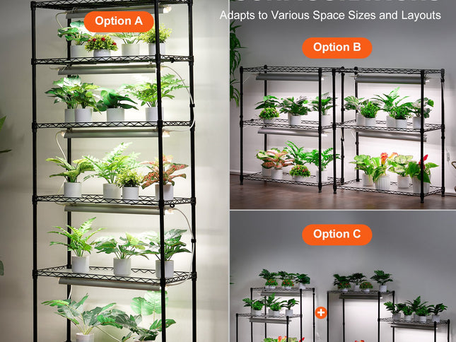 VEVOR DIY Plant Stand with Grow Lights 6 Tiers 192W 70.9" Tall Plant Grow Shelf