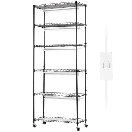 VEVOR DIY Plant Stand with Grow Lights 6 Tiers 192W 70.9" Tall Plant Grow Shelf