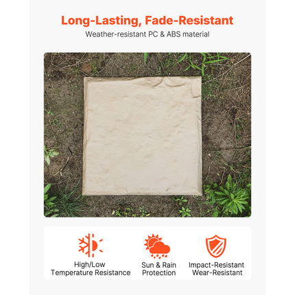 Garden Stepping Stones, 16Pcs 39.5x39.5 cm, Decorative Stepping Stones with Stakes, Weather-Resistant Plastic Pathway Pavers, Smooth Surface, Outdoor Walkway for Lawn Patio Landscape, Beige