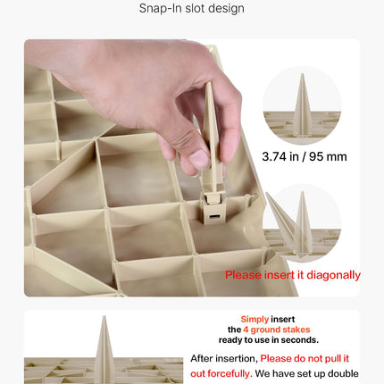 Garden Stepping Stones, 16Pcs 39.5x39.5 cm, Decorative Stepping Stones with Stakes, Weather-Resistant Plastic Pathway Pavers, Smooth Surface, Outdoor Walkway for Lawn Patio Landscape, Beige