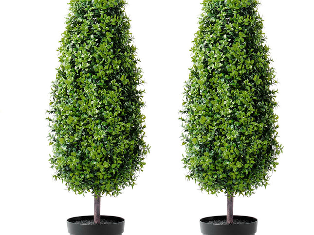VEVOR 2 Pack 91.4cm Artificial Boxwood Topiary Tree Faux Plant UV Decor In/Outdoor