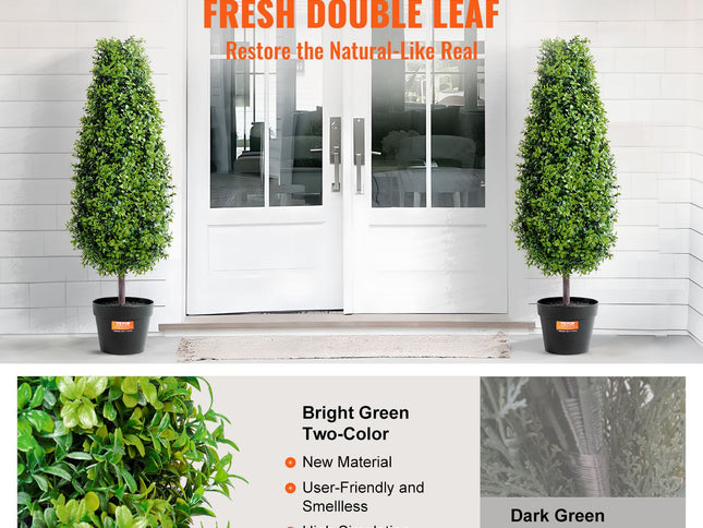 VEVOR 2 Pack 91.4cm Artificial Boxwood Topiary Tree Faux Plant UV Decor In/Outdoor
