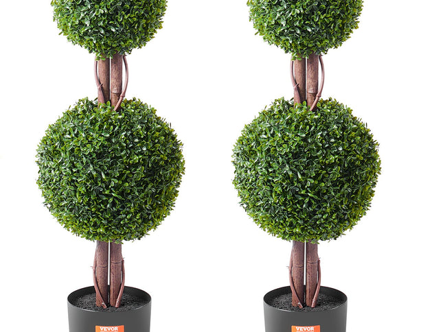 VEVOR 2 Pack 91.4cm Artificial Boxwood Topiary Tree Faux Plant UV Decor In/Outdoor