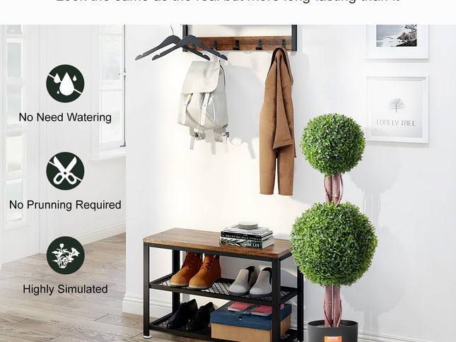 VEVOR 2 Pack 91.4cm Artificial Boxwood Topiary Tree Faux Plant UV Decor In/Outdoor