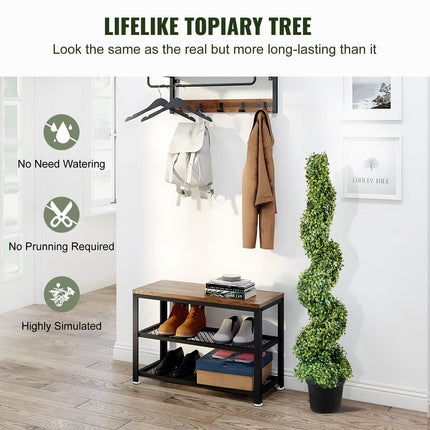 VEVOR Artificial Topiaries Boxwood Trees, 10cm Tall (2 Pieces) Faux Topiary Plant Outdoor, All-year Green Feaux Plant w/ Replaceable Leaves for Decorative Indoor/Outdoor/Garden