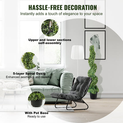 VEVOR Artificial Topiaries Boxwood Trees, 10cm Tall (2 Pieces) Faux Topiary Plant Outdoor, All-year Green Feaux Plant w/ Replaceable Leaves for Decorative Indoor/Outdoor/Garden