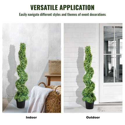 VEVOR Artificial Topiaries Boxwood Trees, 10cm Tall (2 Pieces) Faux Topiary Plant Outdoor, All-year Green Feaux Plant w/ Replaceable Leaves for Decorative Indoor/Outdoor/Garden