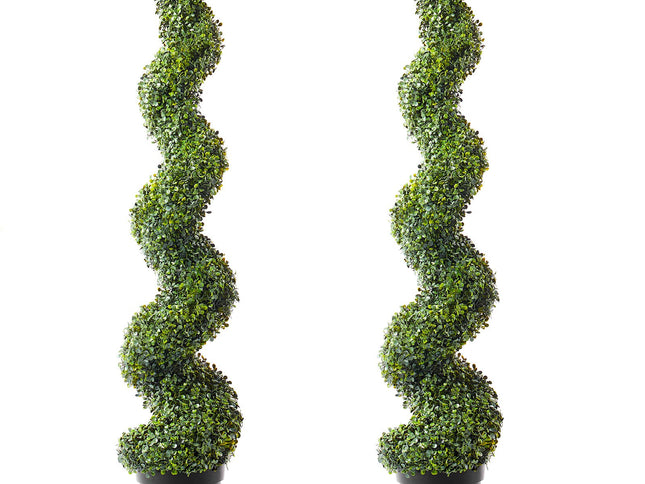VEVOR 2 Pack 152.4cm Artificial Boxwood Topiary Tree Faux Plant UV Decor In/Outdoor