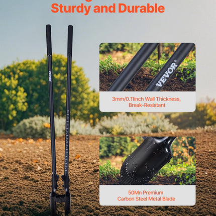 VEVOR Post Hole Digger, Heavy Duty Post Hole Digger with Fiberglass Handle, Manual Hole Digger with Scale Markings and Metal Blade, Post Hole Digger Tool for Digging Gardening and Outdoors, 1460 mm
