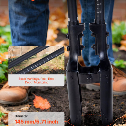 VEVOR Post Hole Digger, Heavy Duty Post Hole Digger with Fiberglass Handle, Manual Hole Digger with Scale Markings and Metal Blade, Post Hole Digger Tool for Digging Gardening and Outdoors, 1460 mm