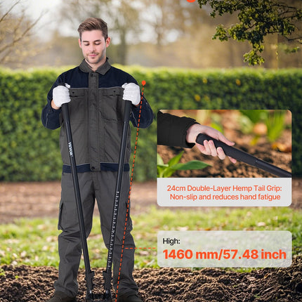 VEVOR Post Hole Digger, Heavy Duty Post Hole Digger with Fiberglass Handle, Manual Hole Digger with Scale Markings and Metal Blade, Post Hole Digger Tool for Digging Gardening and Outdoors, 1460 mm