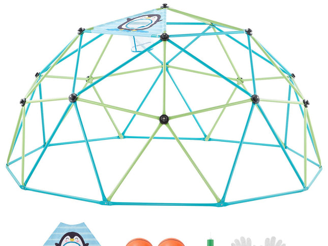 Kids Geometric Climbing Dome with Octopus Net & 2 Basketballs – 305cm, 453kg Capacity