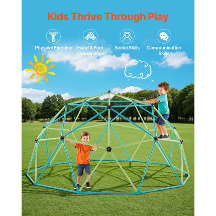 Climbing Dome, 305cm Geometric Dome Climber for Kids, 453kg Loading Jungle Gym Playground with Octopus Net & 2 Basketballs, Easy-Assembly Outdoor Backyard Climbing Toys - Gift for Boys Girls