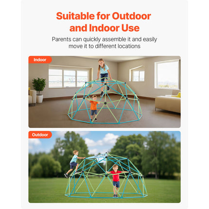 Climbing Dome, 305cm Geometric Dome Climber for Kids, 453kg Loading Jungle Gym Playground with Octopus Net & 2 Basketballs, Easy-Assembly Outdoor Backyard Climbing Toys - Gift for Boys Girls