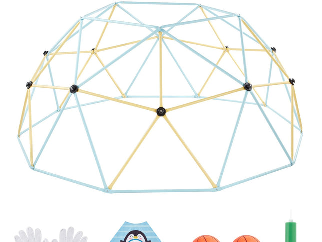 Kids Geometric Climbing Dome with Octopus Net & 2 Basketballs – 305cm, 453kg Capacity, Ages 3–10