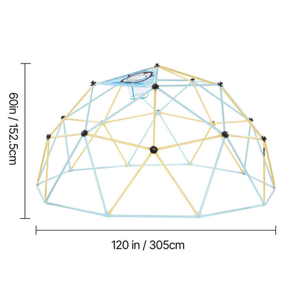 Climbing Dome, 305cm Geometric Dome Climber, 453kg Loading Jungle Gym Playground with 2 Basketballs & Octopus Net, Easy-Assembly Outdoor Backyard Climbing Equipment for Kids 3 to 10 Years Old