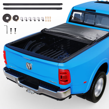Truck Bed Cover, Roll Up Truck Bed Tonneau Cover, Compatible with 2002-2018 Dodge Ram 1500, 2003-2024 2500 3500, 2019-2024 Classic, for 6.4 x 5.5 ft Bed, Soft PVC material, Roll Up Tonneau Cover