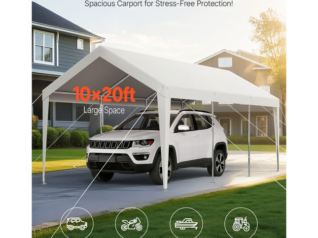 Carport Car Canopy 10 x 20 FT Heavy Duty Portable Car Shelter Tent White