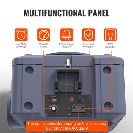 VEVOR Air Scrubber with 3-Stage Filtration, Stackable Negative Air Machine 550 CFM, Air Cleaner with MERV10, Carbon, H13 HEPA, for Home, Industrial and Commercial Use