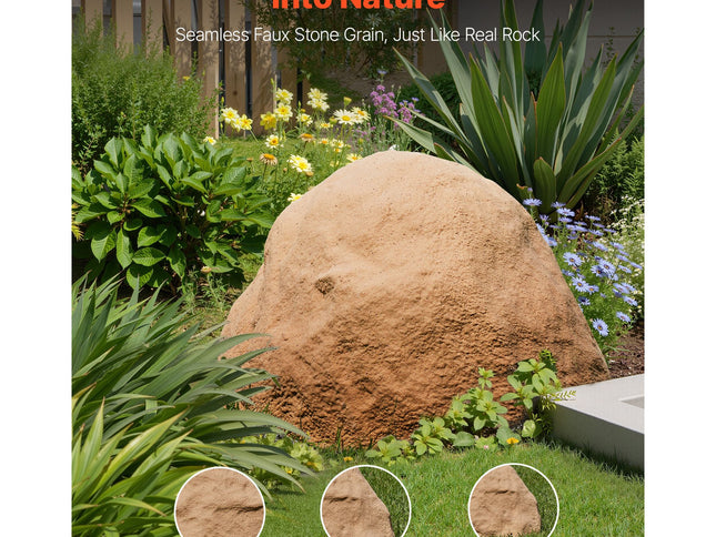 Weather-Resistant Faux Rock Well Pump Cover ‚Äì Sandy Brown, Medium Size