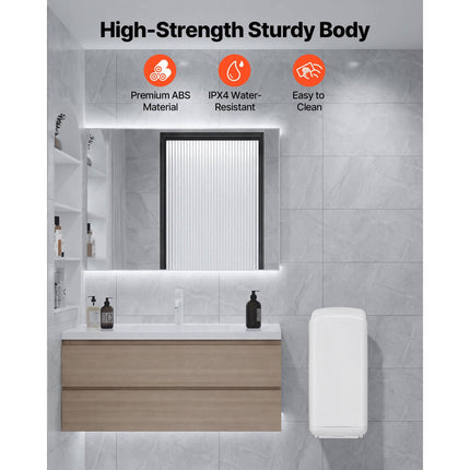 Vertical Hand Dryer, Hand Dryers with HEPA Filter, 19000 RPM High-Speed Motor, Dual-Side Airflow, ABS Sturdy Automatic Air Wall Mount Fast Drying for Commercial Bathrooms Modern Home, White