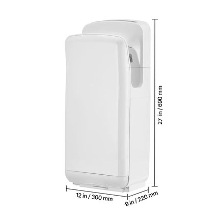 Vertical Hand Dryer, Hand Dryers with HEPA Filter, 19000 RPM High-Speed Motor, Dual-Side Airflow, ABS Sturdy Automatic Air Wall Mount Fast Drying for Commercial Bathrooms Modern Home, White