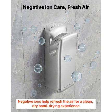 Vertical Hand Dryer, Hand Dryers with HEPA Filter, 19000 RPM High-Speed Motor, Dual-Side Airflow, ABS Sturdy Automatic Air Wall Mount Fast Drying for Commercial Bathrooms Modern Home, Silver