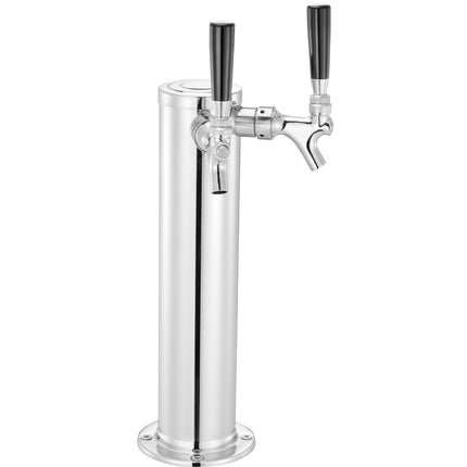 Stainless Steel Dual-Tap Kegerator Tower Kit ‚Äì W21.8 Dual-Gauge Regulator, A-System Coupler & Drip Tray