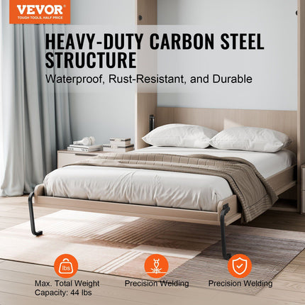 Murphy Bed Kit, Twin Size, Vertical Deluxe DIY Wall Bed Mechanical Hardware Kit, Pneumatic Lever Heavy Duty Bed Frame Support, Folding Cabinet Wall Bed Space Saving Design for Guestroom