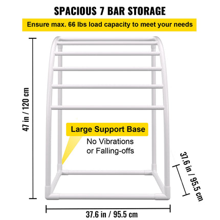 VEVOR Outdoor Towel Rack Pool Towel Rack 7 Bar Curved White Freestanding Patio