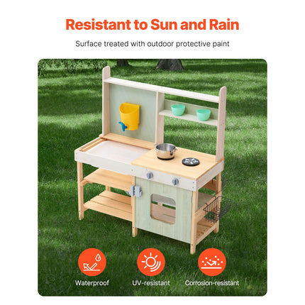 Wooden Mud Kitchen Outdoor Toy Play Kitchen Set for Kids Pretend Playset