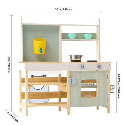 Wooden Mud Kitchen Outdoor Toy Play Kitchen Set for Kids Pretend Playset