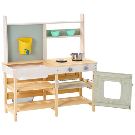 Wooden Mud Kitchen Outdoor Toy Play Kitchen Set for Kids Pretend Playset