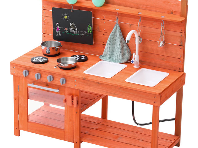 Wooden Mud Kitchen Outdoor Toy Play Kitchen Set for Kids Pretend Playset