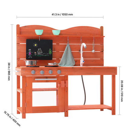 Wooden Mud Kitchen Outdoor Toy Play Kitchen Set for Kids Pretend Playset