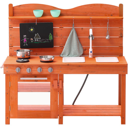 Wooden Mud Kitchen Outdoor Toy Play Kitchen Set for Kids Pretend Playset