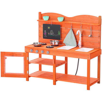 Wooden Mud Kitchen Outdoor Toy Play Kitchen Set for Kids Pretend Playset