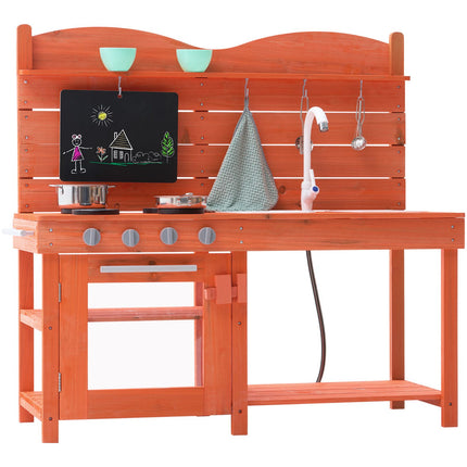 Wooden Mud Kitchen Outdoor Toy Play Kitchen Set for Kids Pretend Playset