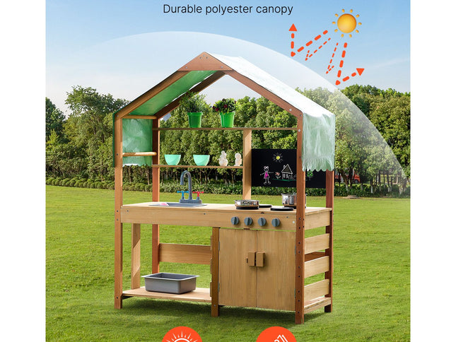 Wooden Mud Kitchen Outdoor Toy Play Kitchen Set for Kids Pretend Playset