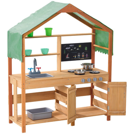 Wooden Mud Kitchen Outdoor Toy Play Kitchen Set for Kids Pretend Playset