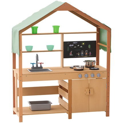 Wooden Mud Kitchen Outdoor Toy Play Kitchen Set for Kids Pretend Playset