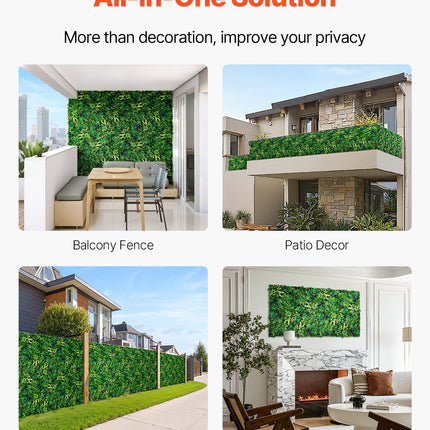 VEVOR Artificial Grass Wall Panels, 12 PCS 20 x 20 inch, 3D Combination Greenery Boxwood  Panel for Indoor Outdoor Green Decor & Ivy Fence Covering, Privacy Backdrop Wall Hedge Screen for Garden