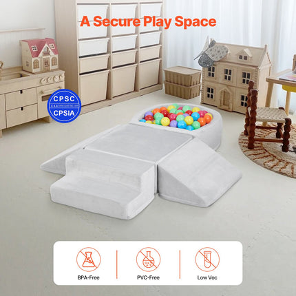 Climbing Toys, 5-Piece Set, Foam Climbing Blocks for Toddlers 6 Months to 3 Years, Baby Climbing Blocks with Ball Pit (Balls Not Included), Indoor Climb and Crawl Activity Playset for Crawling