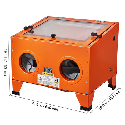25 Gallon Sandblasting Cabinet, 40-120PSI Portable Benchtop Sand Blasting Cabinet, Heavy Duty Steel Sand Blaster with Blasting Gun & 4 Ceramic Nozzles for Paint, Stain, Rust Removal