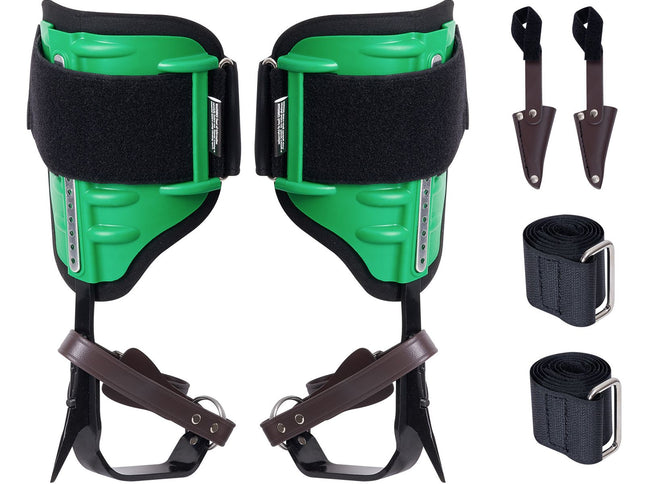 Alloy Steel Tree Climbing Spikes with Straps & Spike Protectors ‚Äì 1 Pair, 350lbs Capacity, Green